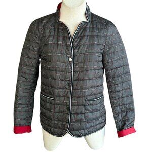Hilary Radley for Katherine Barclay Black Plaid Reversible Puffer Jacket Size XS